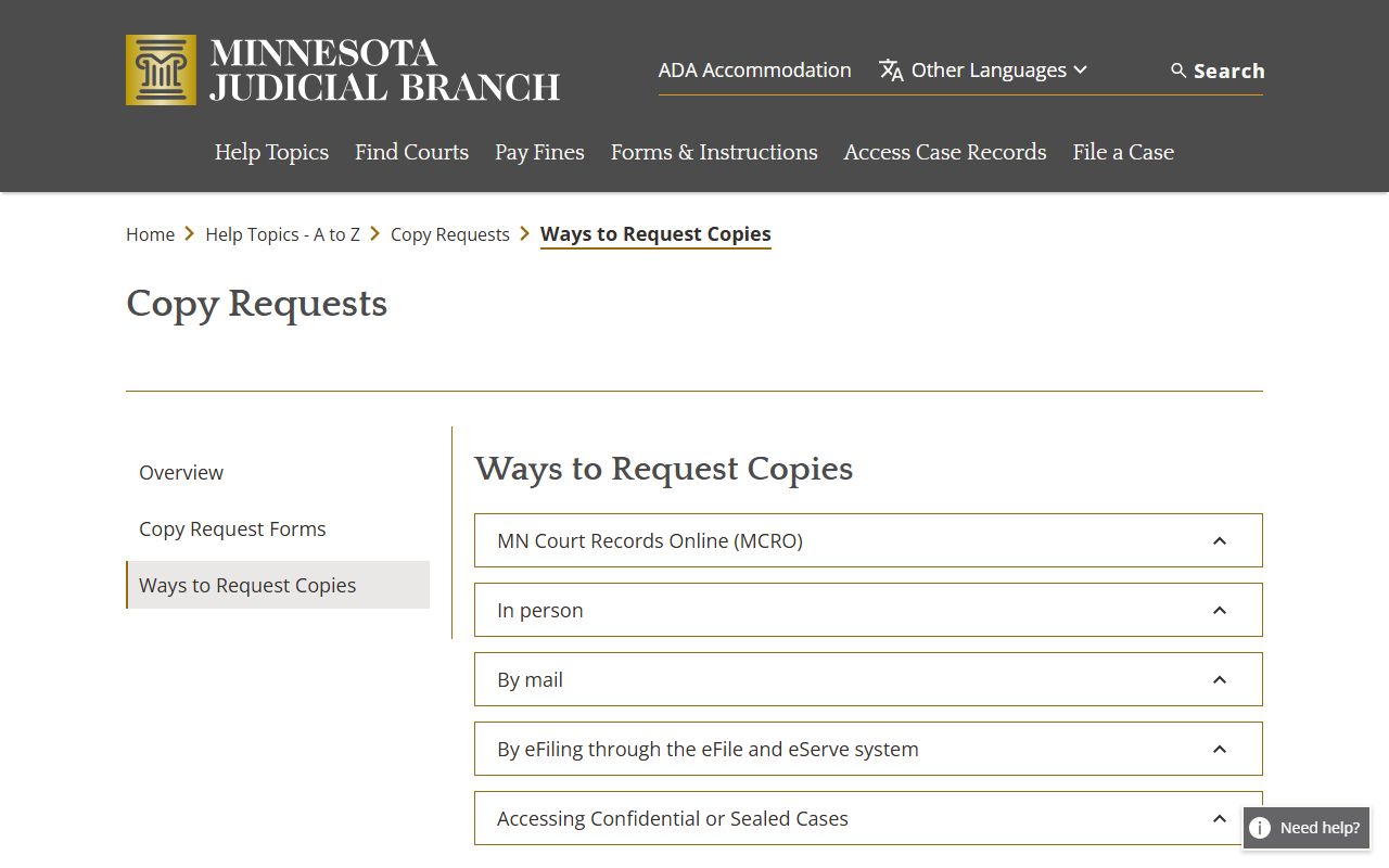 Pipestone County Court Administrator ways to request copies