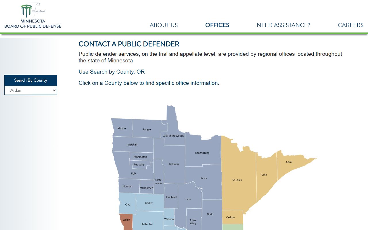 Pipestone County criminal court records Minnesota public defender offices