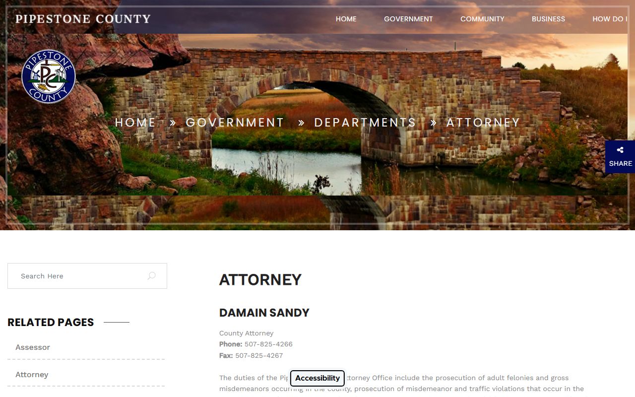 Pipestone County criminal court records county attorney page