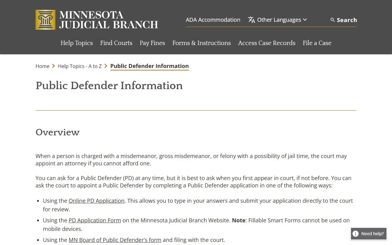 Pipestone County criminal court records public defender information