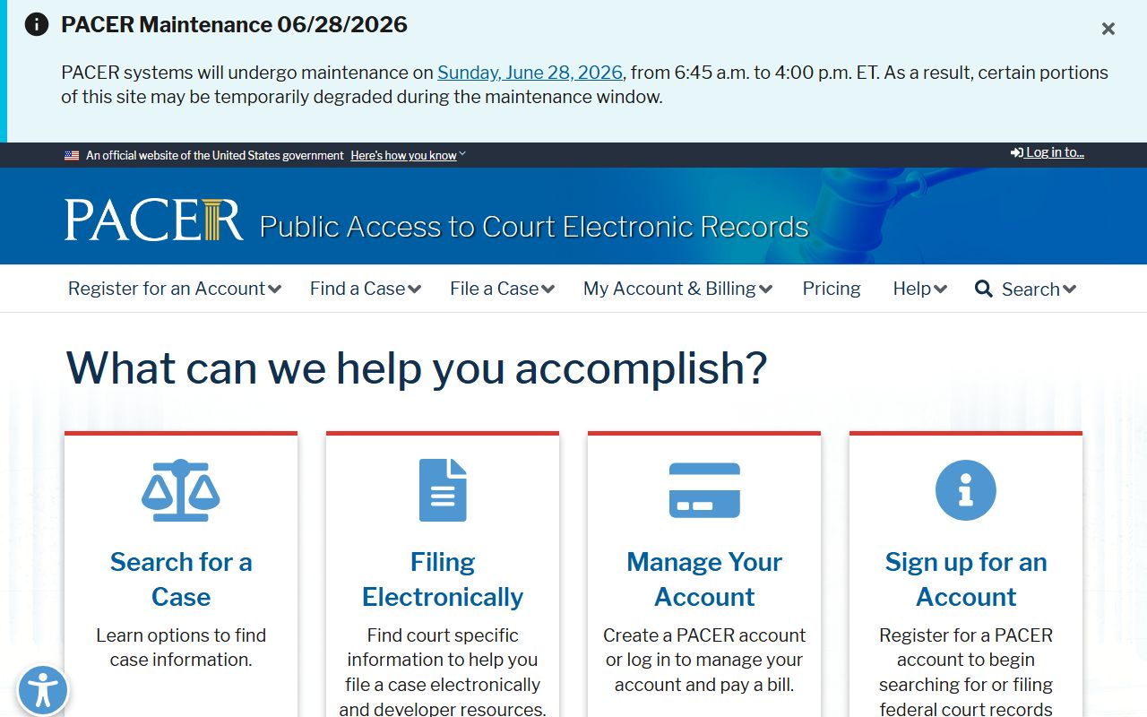 Pipestone County federal court records PACER access