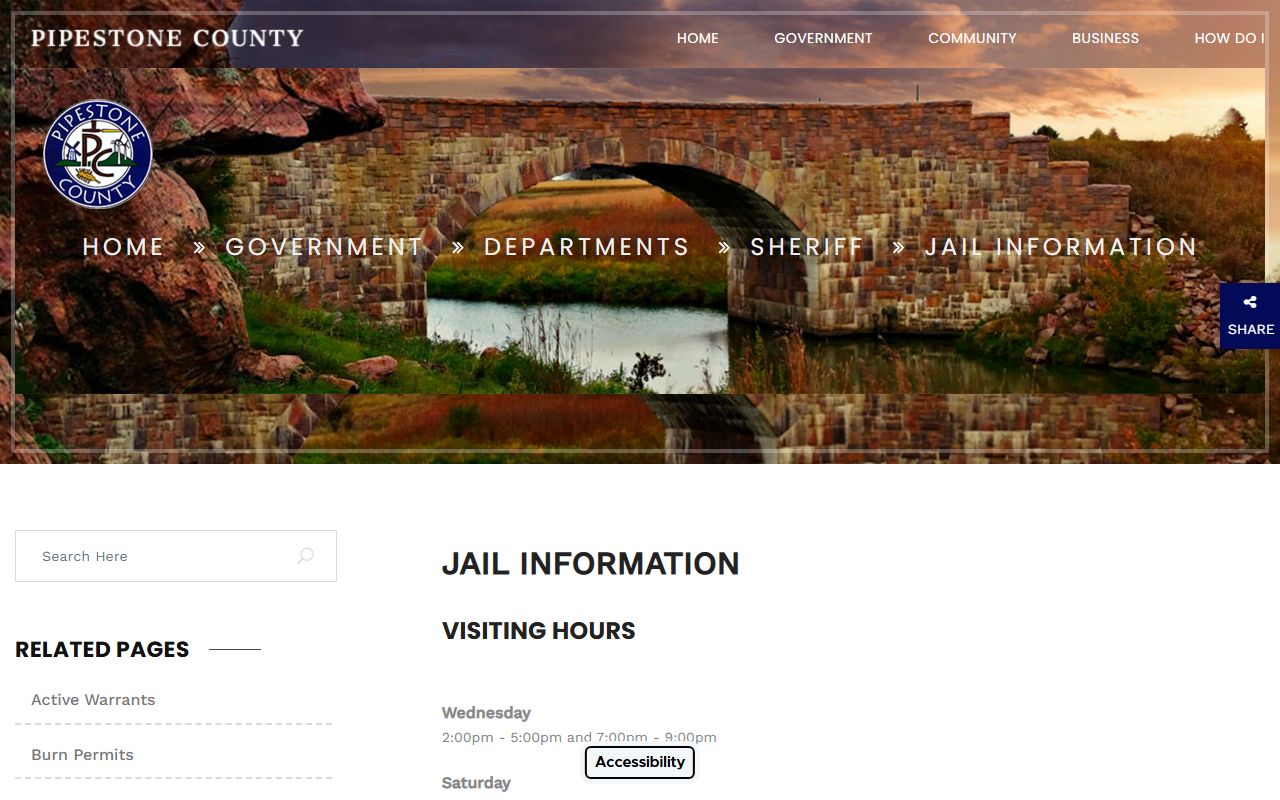 Pipestone County inmate records jail information page
