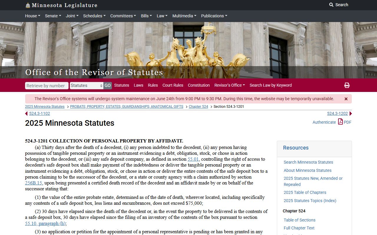 Pipestone County probate records Minnesota small estate statute